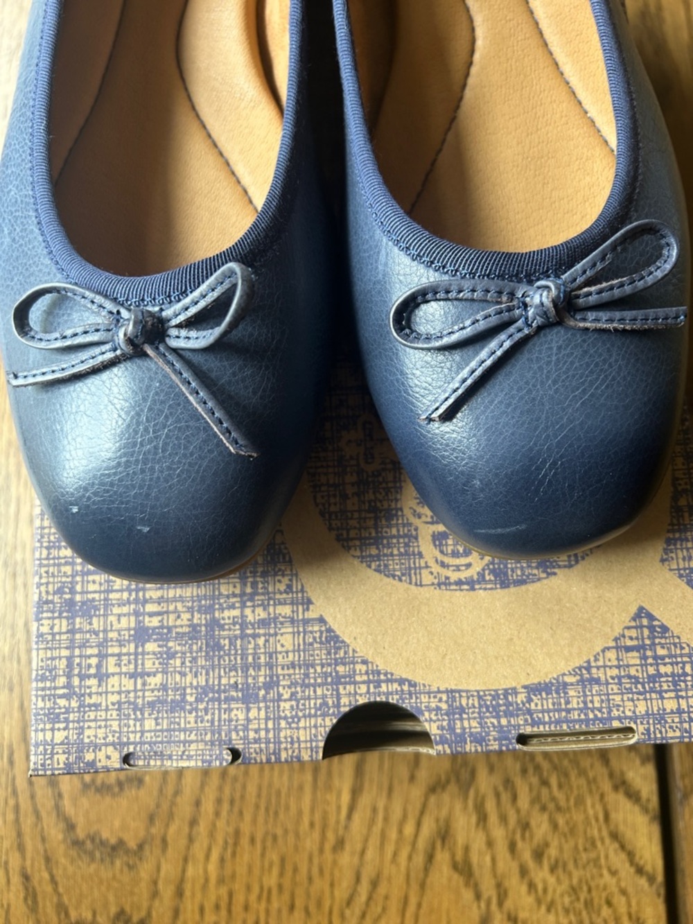 Born Navy Leather Ballet Flats - Picture 4 of 4